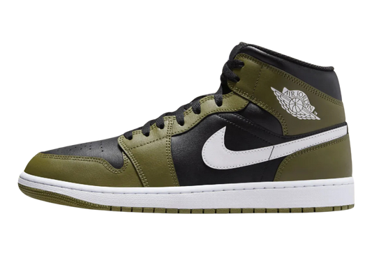 Jordan 1 Mid Black White Olive