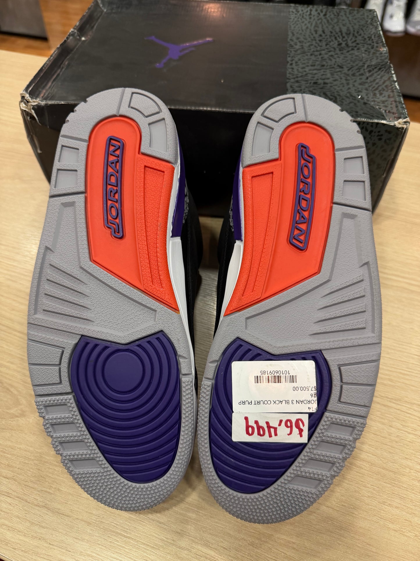 JORDAN 3 BLACK COURT PURPLE